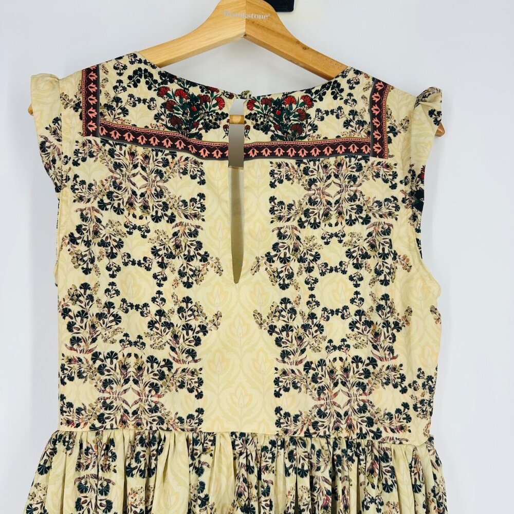 Bhanu By Jyoti Cream Floral Embroidered Beaded Sleeveless Ruffle Midi Dress 6 - Picture 12 of 12